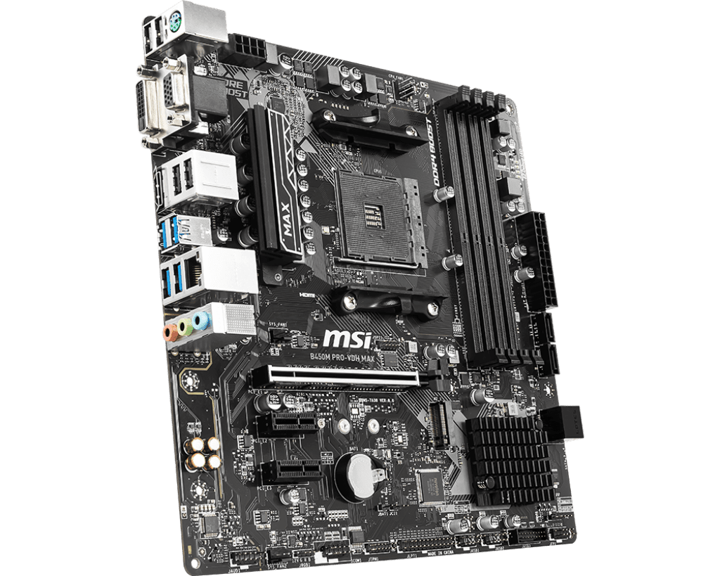 MSI B450M PRO‑VDH MAX – AM4 mATX Motherboard with DDR4 OC, Turbo M.2 & HDMI/DVI/VGA