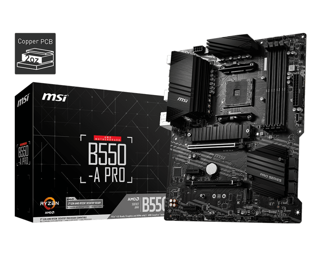 MSI B550‑A PRO AM4 ATX Motherboard with DDR4 OC, PCIe 4.0, Dual M.2 & USB‑C