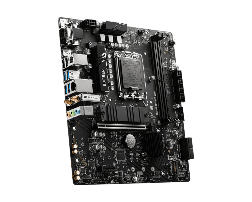 MSI B760M Bomber WiFi mATX Motherboard – LGA1700, DDR5 | PCIe 4.0 M.2, Wi‑Fi 6E, 2.5G LAN