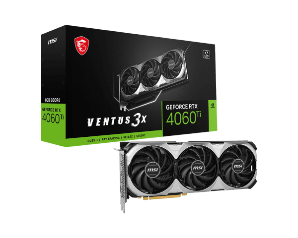 MSI GeForce RTX 4060 Ti Ventus 3X Black 8GB GDDR6 Graphics Card | Triple TORX 4.0 Fans, DLSS 3.5 & Ray Tracing