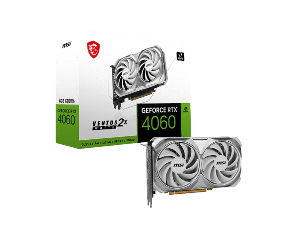 MSI GeForce RTX 4060 Ventus 2X White 8GB GDDR6 Graphics Card | DLSS 3.5, Ray Tracing & Dual TORX 4.0 Fans