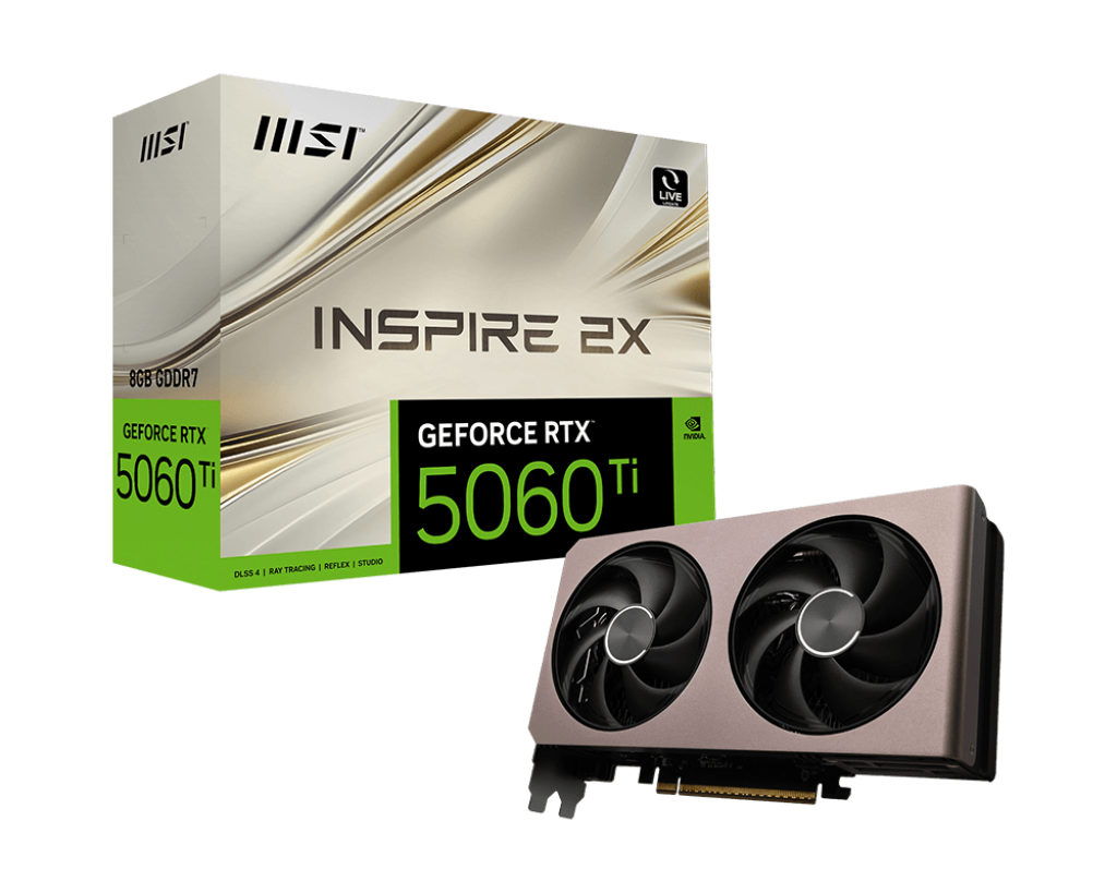 MSI GeForce RTX 5060 Ti Inspire 2X 8GB GDDR7 Graphics Card | DLSS 3.5, Ray Tracing, Dual-Fan Cooling