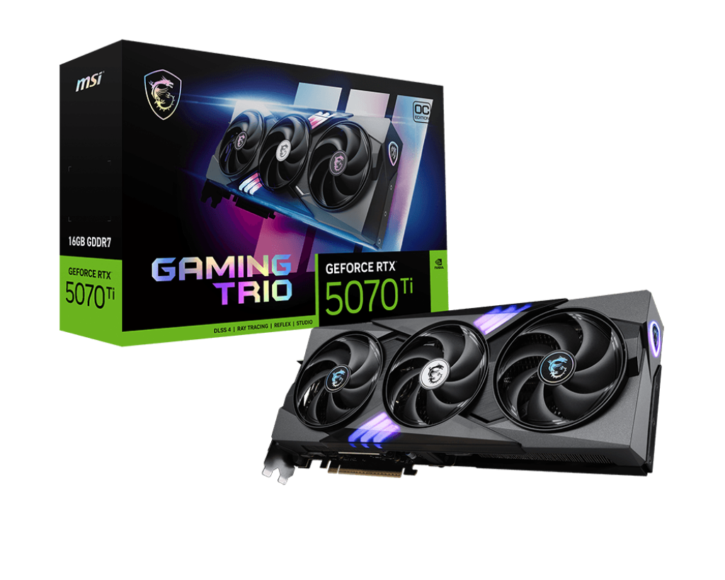 MSI GeForce RTX 5070 Ti Gaming Trio OC Plus 16GB GDDR6X Graphics Card | Triple TORX 5.0 Fans, Factory OC, DLSS 3.5