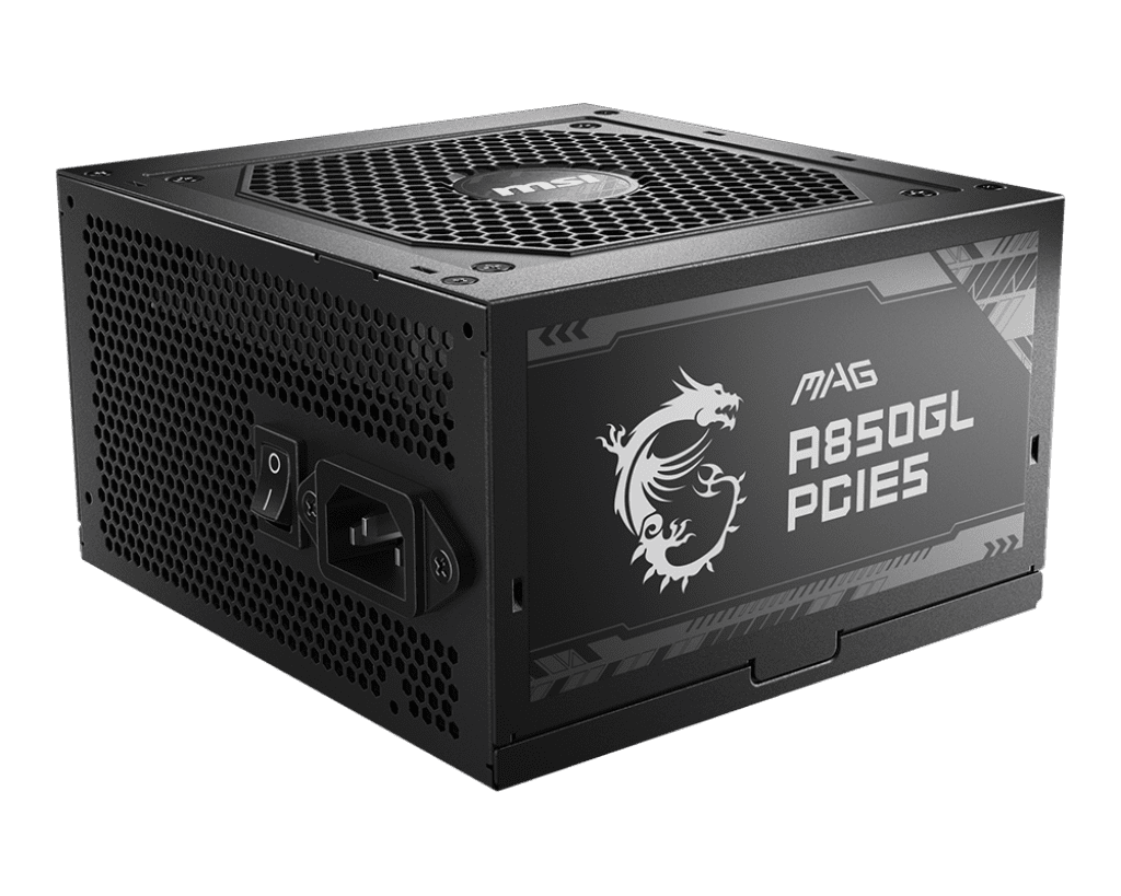 MSI MAG A850GL PCIe5 850 W 80 Plus Gold Fully Modular PSU – ATX 3.1, Native 12VHPWR, 10‑Year Warranty