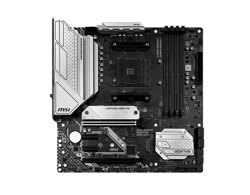 MSI MAG B550M Mortar Max WiFi mATX Motherboard AM4, DDR4 | PCIe 4.0, Dual M.2, Wi‑Fi 6E, 2.5G LAN