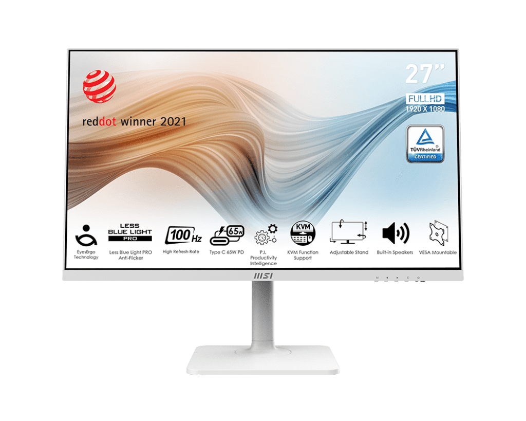 MSI Modern MD272XPW 27 Inch FHD IPS Productivity Monitor – 100 Hz, 1 ms MPRT, USB‑C 65 W PD, KVM, Eye‑Care