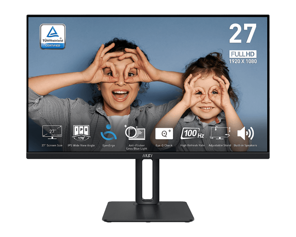 MSI Pro MP275P 27Inch Full HD IPS Monitor – 100 Hz, 1 ms MPRT, Dual Speakers, Eye‑Care & Adjustable Stand