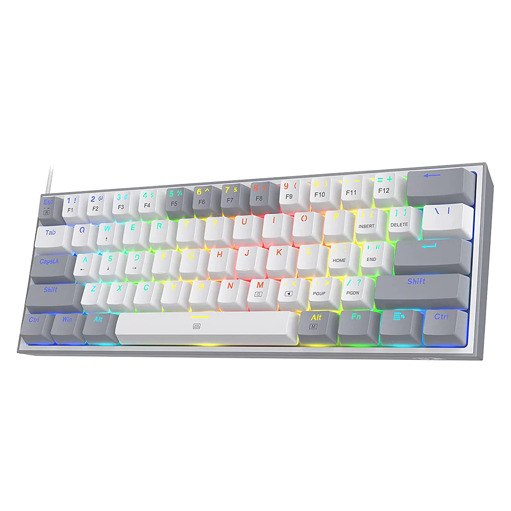 Redragon Fizz K617 - 60% Wired Mechanical Keyboard White and Grey (Red Switches)
