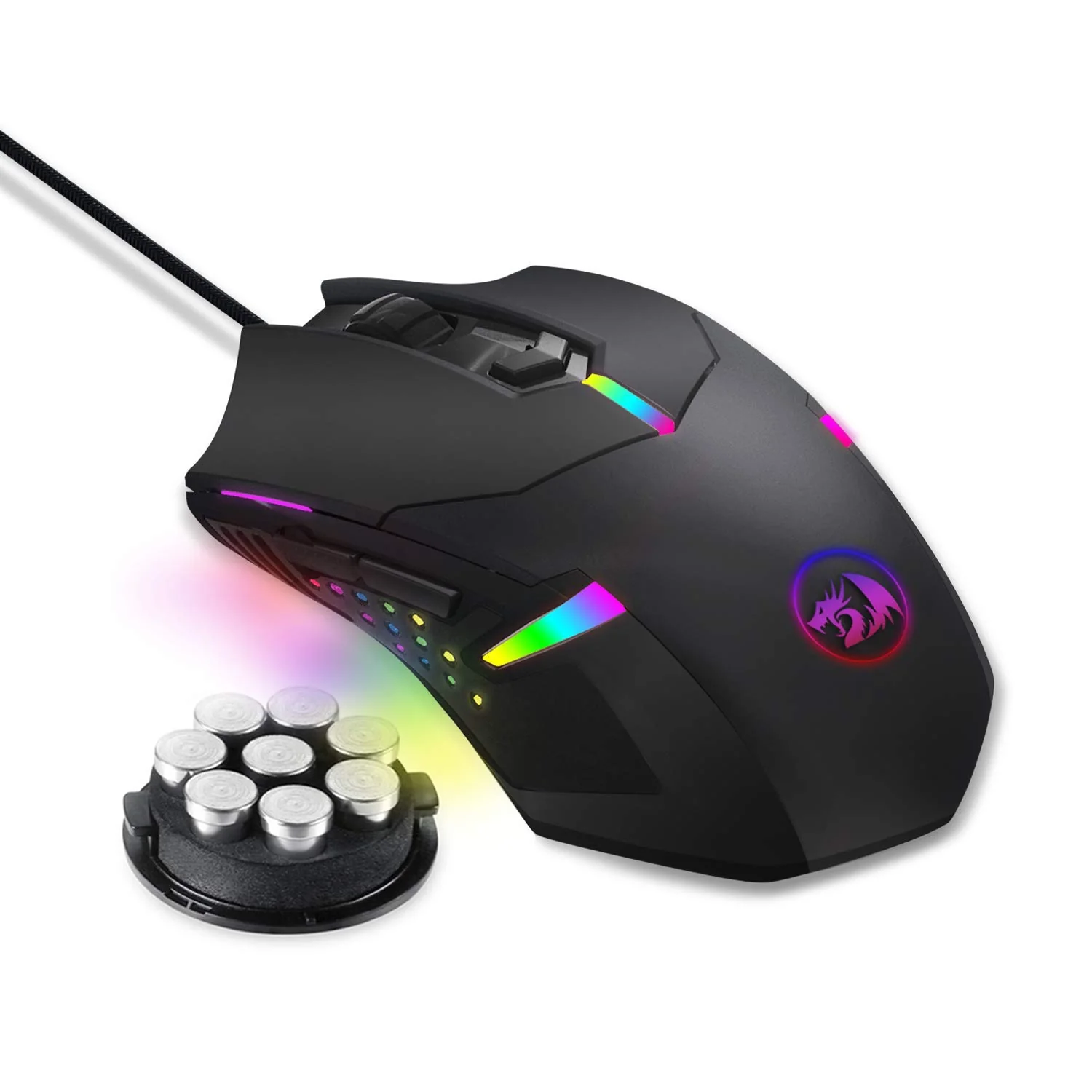 Redragon M601 RGB Blacklit – Wired Gaming Mouse with 7200 DPI & Weight Tuning