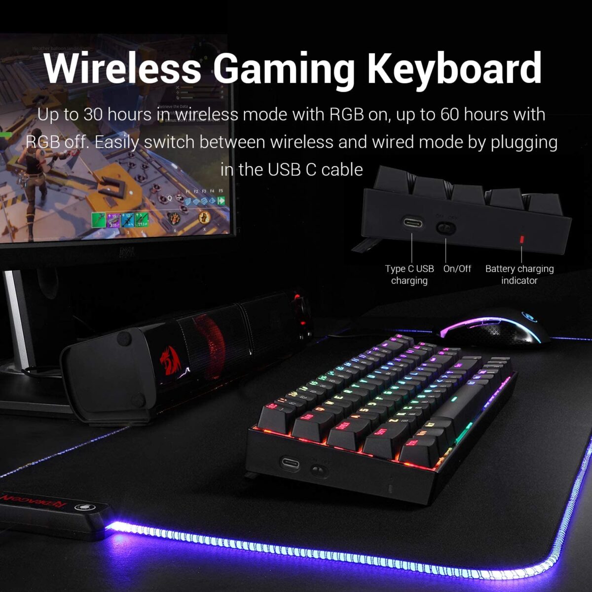 Redragon Dyaus Pro K509-1 - 104 Keys RGB Wired Keyboard without side LED (Mechanical Feel)