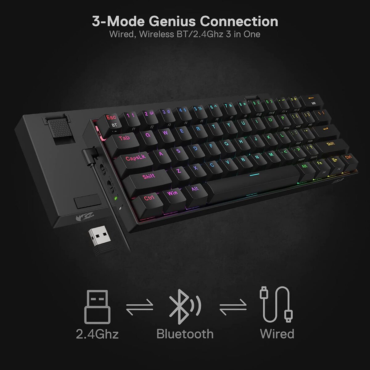 Redragon Dyaus Pro K509-1 - 104 Keys RGB Wired Keyboard without side LED (Mechanical Feel)