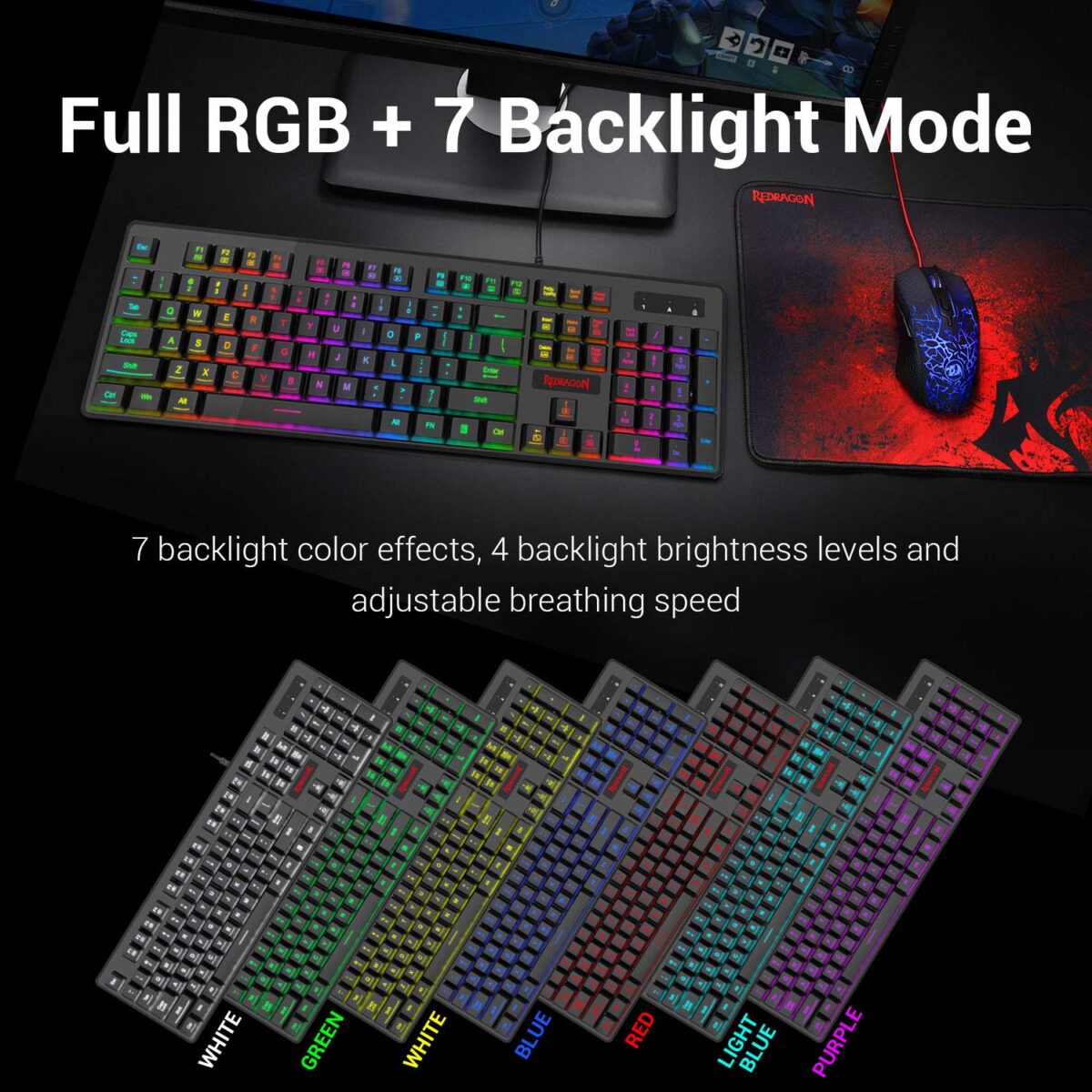 Redragon Dyaus Pro K509-1 - 104 Keys RGB Wired Keyboard without side LED (Mechanical Feel)