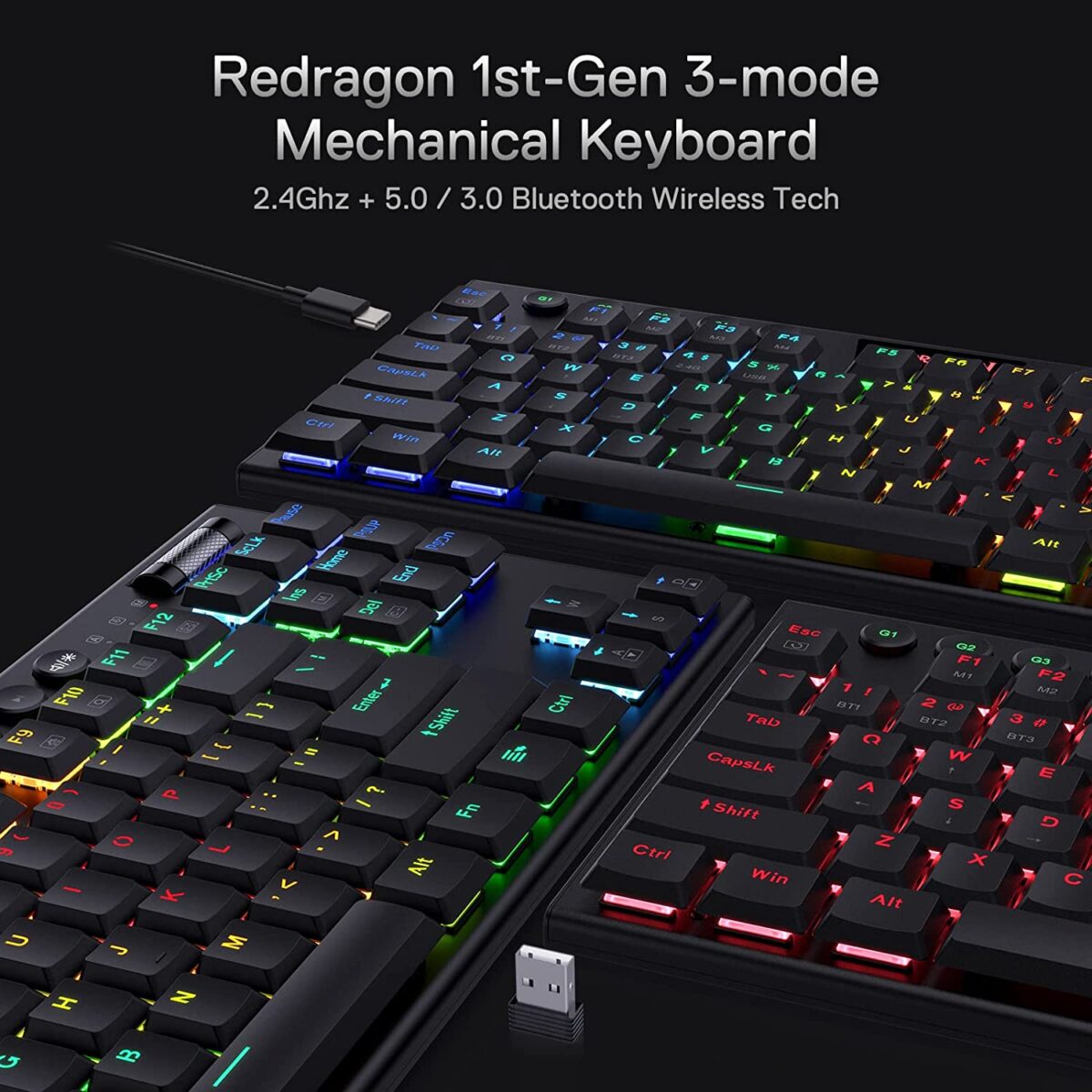 Redragon Fizz K617 - 60% Wired Mechanical Keyboard Black (Red Switches)
