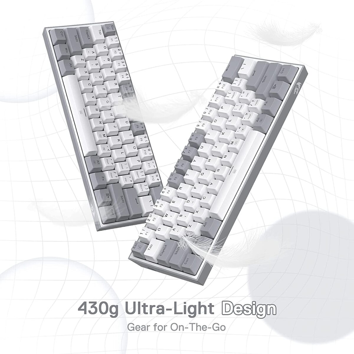 Redragon Fizz K617 - 60% Wired Mechanical Keyboard White and Grey (Red Switches)