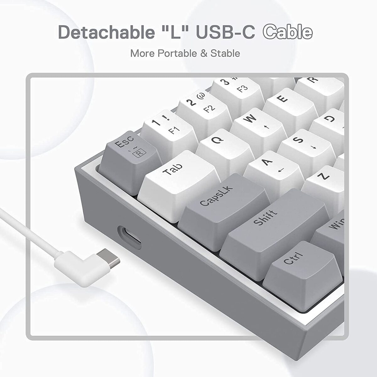 Redragon Fizz K617 - 60% Wired Mechanical Keyboard White and Grey (Red Switches)