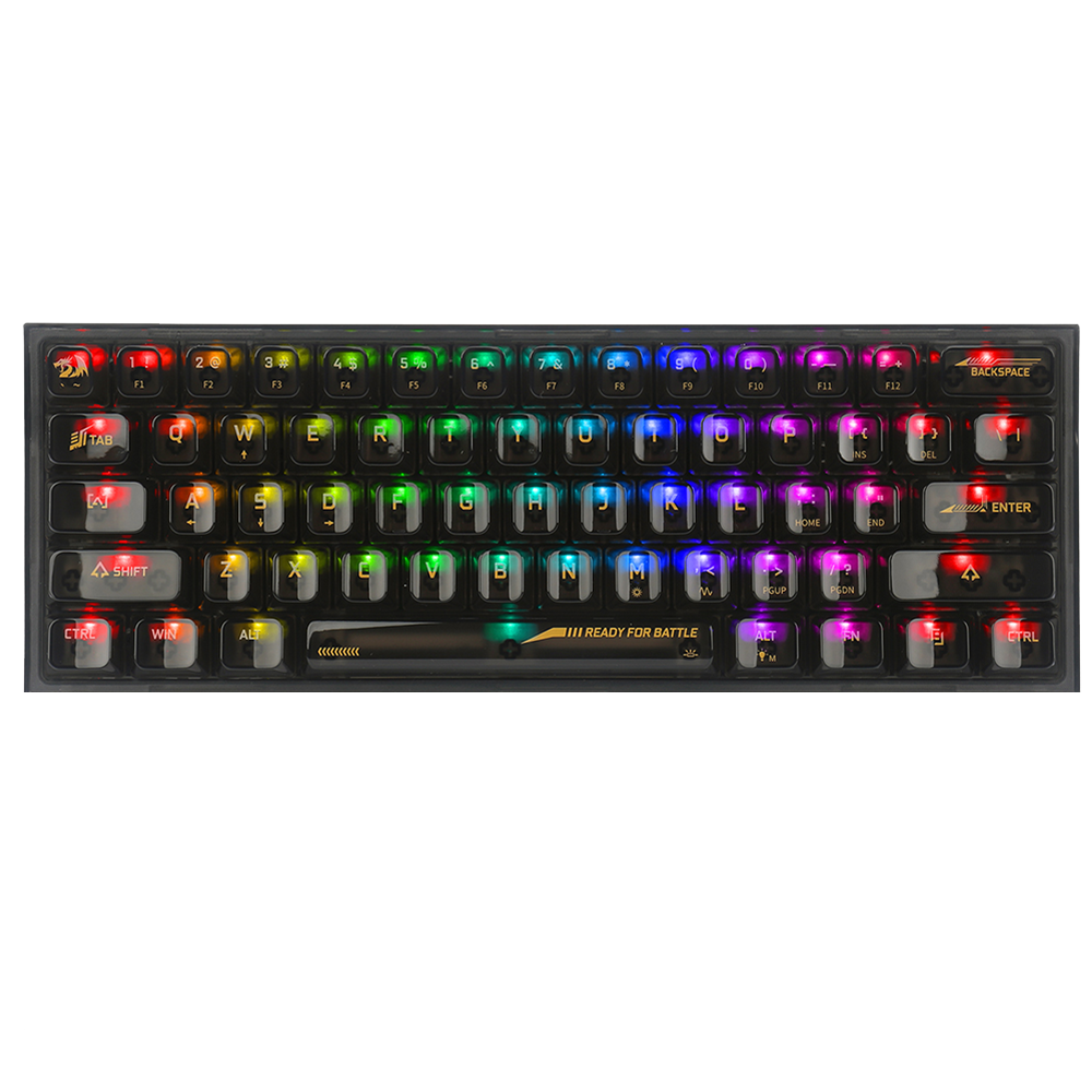 Redragon Fizz K617 - 60% Wired Mechanical Keyboard Black Transparent (Translucent Custom Switch)