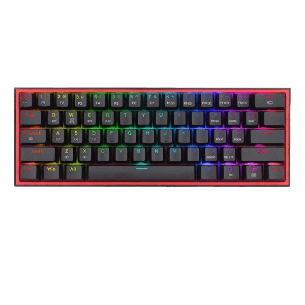 Redragon Fizz Pro K616 - 60% Wired+2.4Ghz+BT Mechanical Keyboard Black (Red Switch)