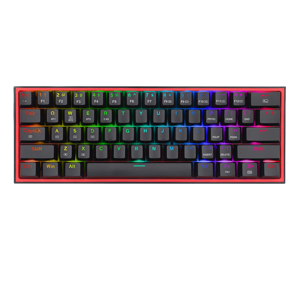 Redragon Fizz Pro K616 - 60% Wired+2.4Ghz+BT Mechanical Keyboard Black (Red Switch)