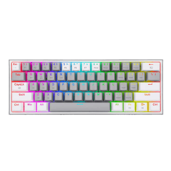 Redragon Fizz Pro K616 - 60% Wired+2.4Ghz+BT Mechanical Keyboard Grey and White (Red Switch)