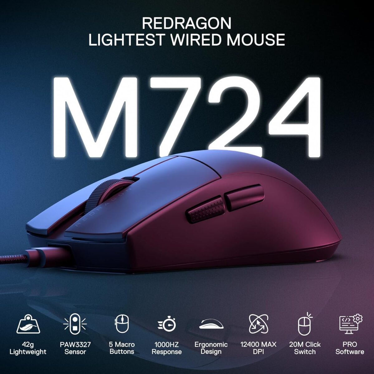 Redragon K1NG 1K M724 - Wired Gaming Mouse