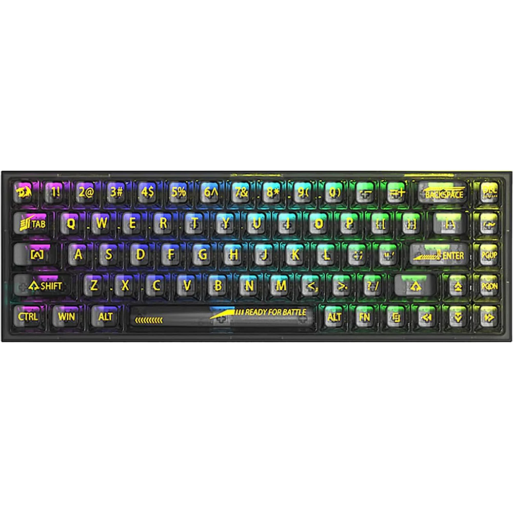 Redragon K631 PRO 65% 3-Mode Wireless RGB Gaming Keyboard, 68 Keys Compact Full-Transparent Mechanical Keyboard w/Hot-Swap Free-Mod PCB Socket, Translucent Custom Switch Black