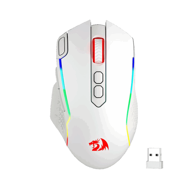 Redragon M810 Taipan Pro (Wired/Wireless/BT) – White Gaming Mouse