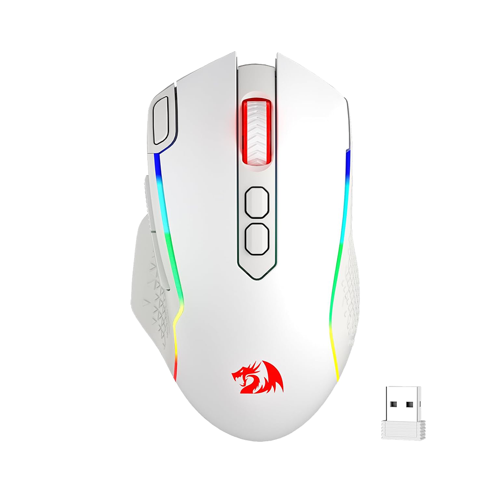 Redragon M810 Taipan Pro (Wired/Wireless/BT) – White Gaming Mouse