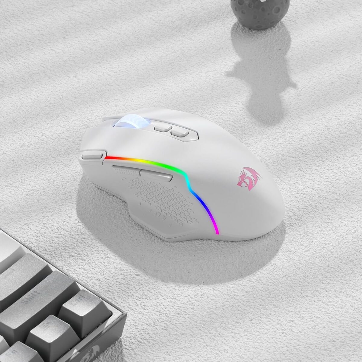 Redragon M810 Taipan Pro (Wired/Wireless/BT) – White Gaming Mouse