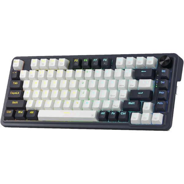 Redragon Ucal Pro K673 Pro - 75% Wired+2.4Ghz+BT Mechanical Keyboard White and Black ( Linear Red Switch)
