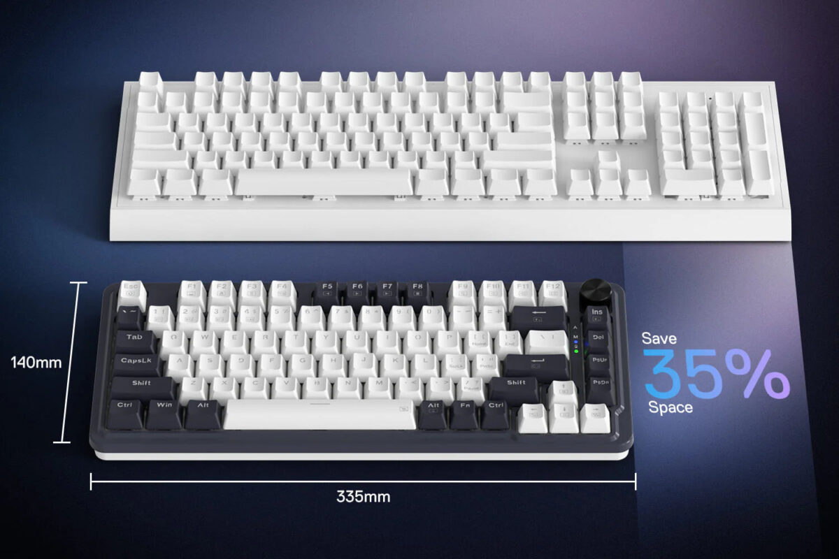 Redragon Ucal Pro K673 Pro - 75% Wired+2.4Ghz+BT Mechanical Keyboard White and Black ( Linear Red Switch)