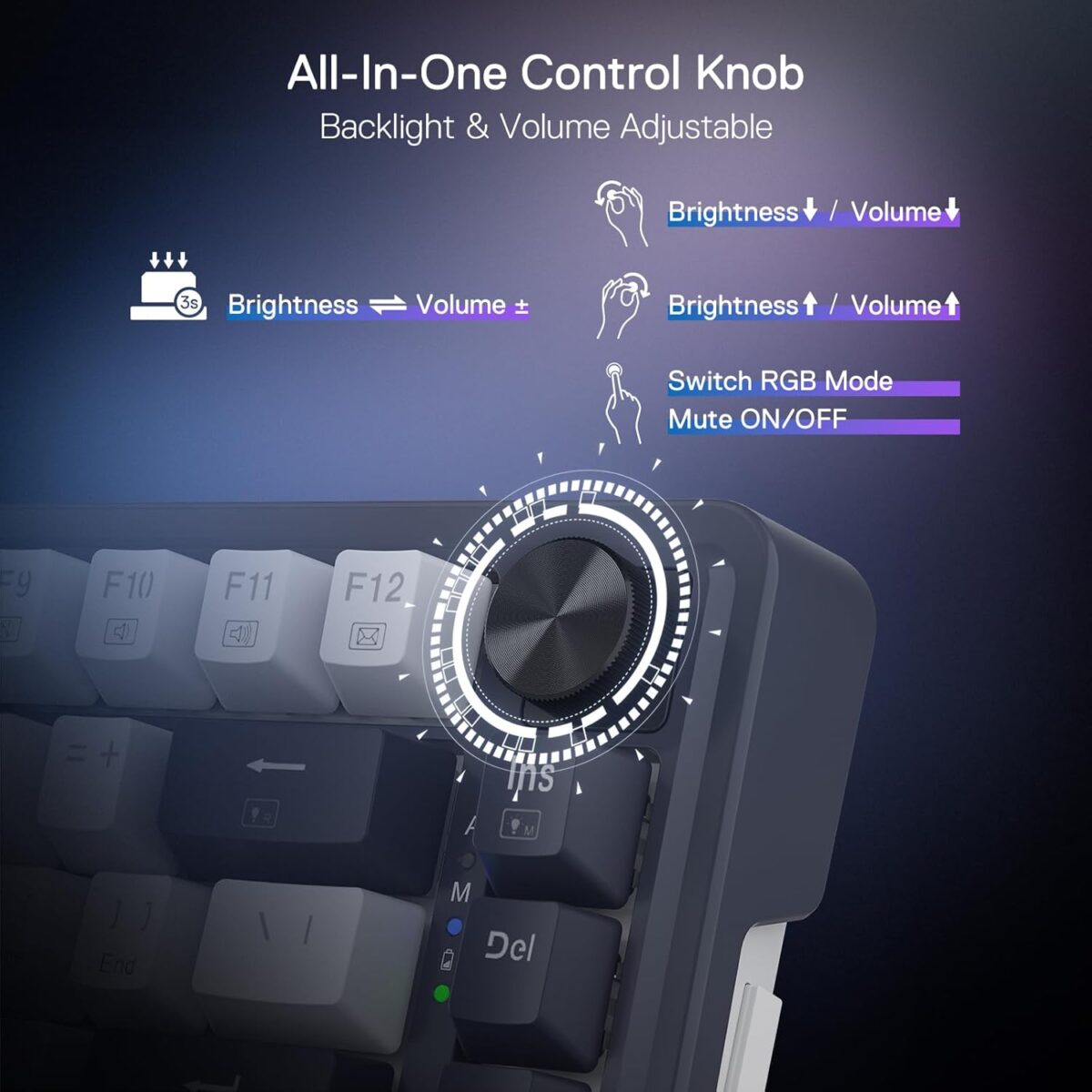 Redragon Ucal Pro K673 Pro - 75% Wired+2.4Ghz+BT Mechanical Keyboard White and Black ( Linear Red Switch)