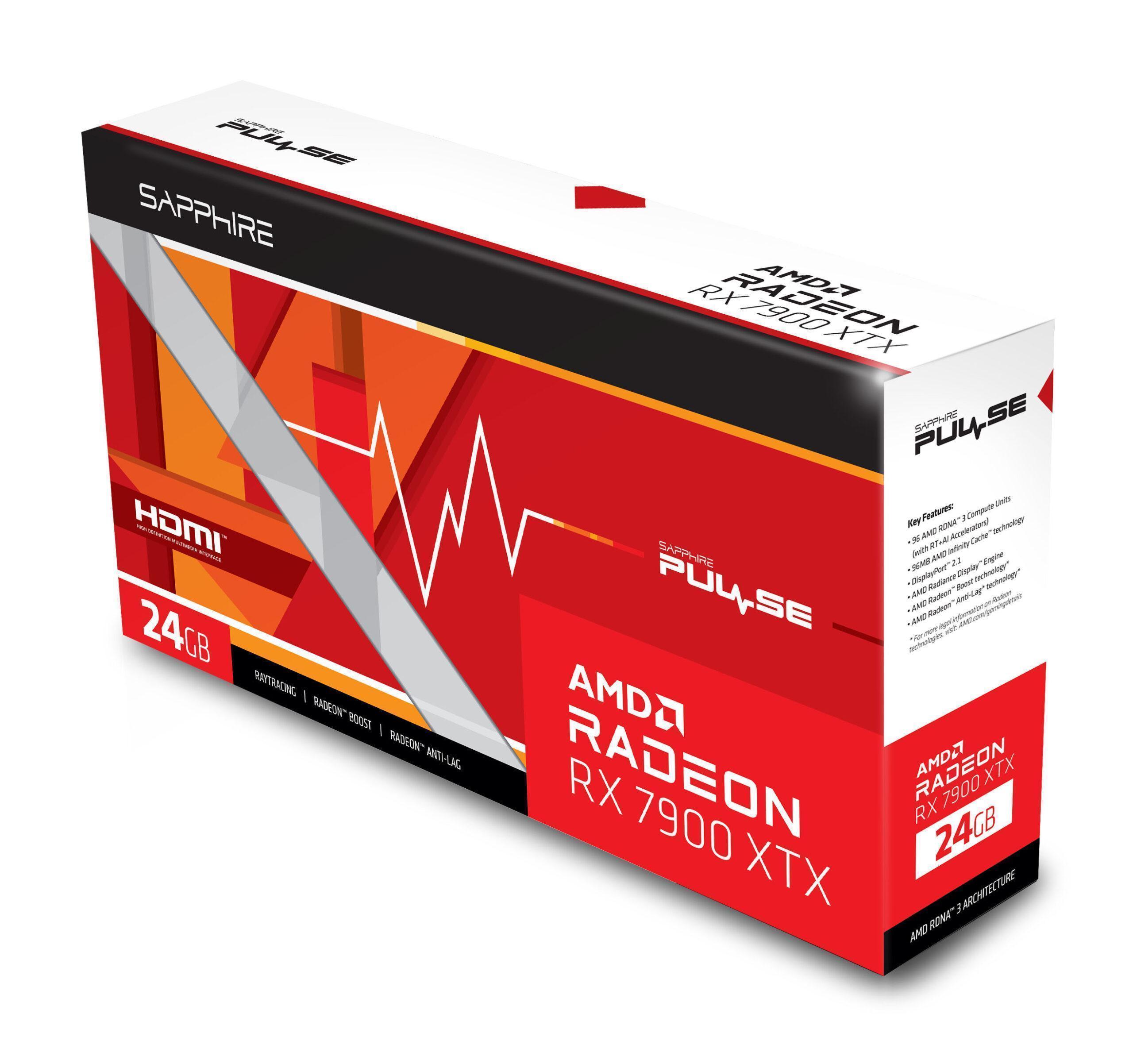 Sapphire Pulse Radeon RX 7900 XTX 24 GB GDDR6 Triple‑Fan Pulse Cooling PCIe 4.0