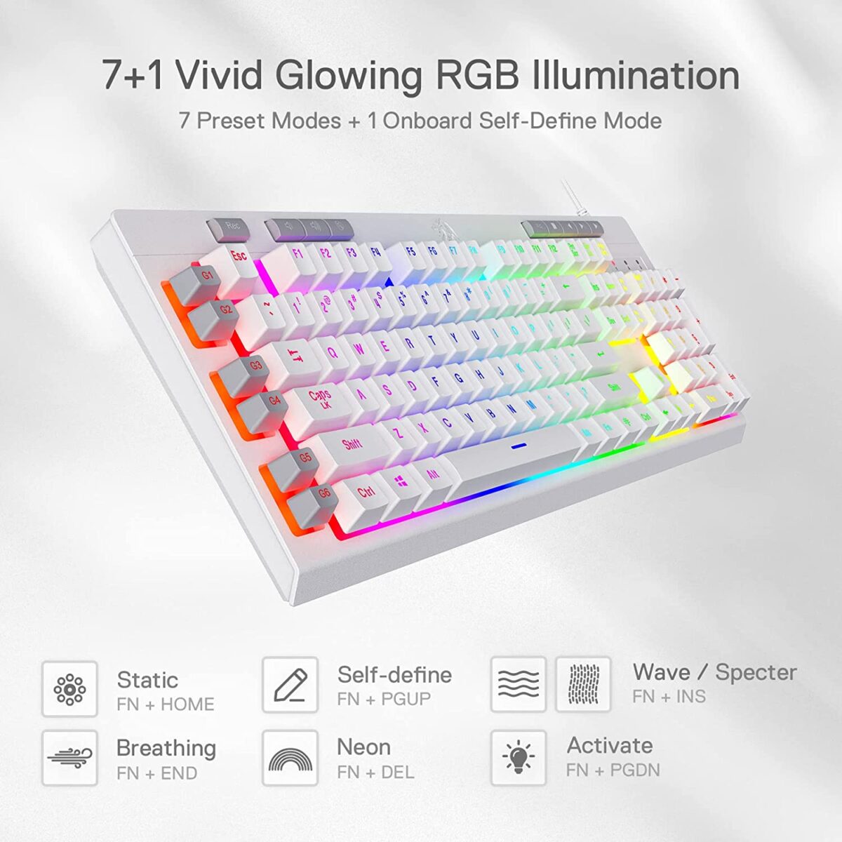 Redragon Shiva K512-Wired Membrane Keyboard RGB White