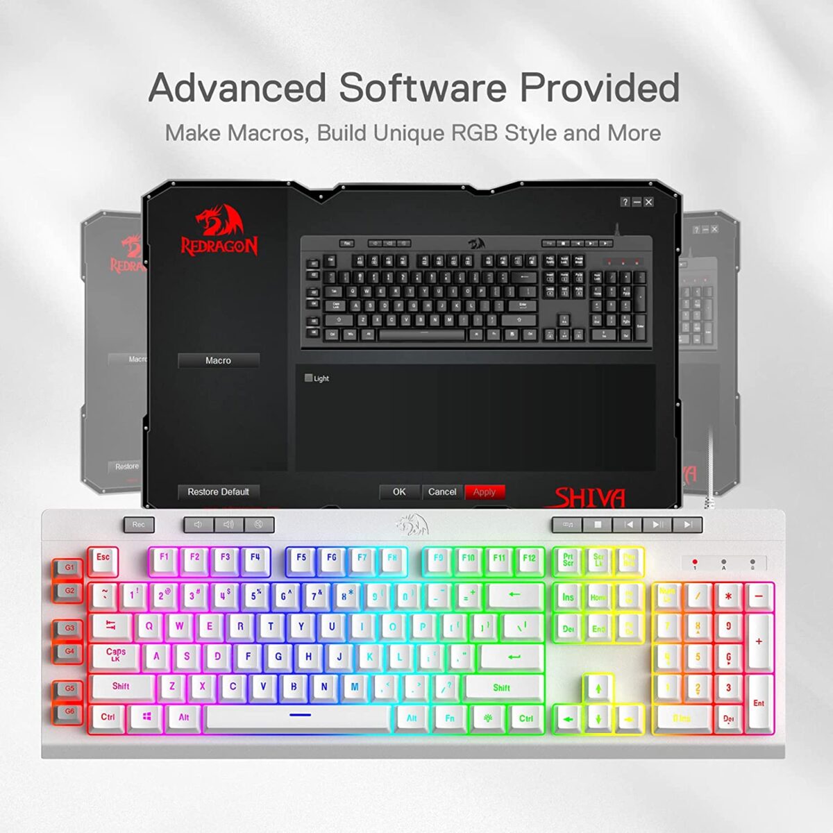 Redragon Shiva K512-Wired Membrane Keyboard RGB White