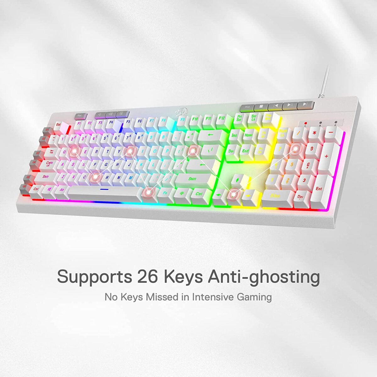 Redragon Shiva K512-Wired Membrane Keyboard RGB White