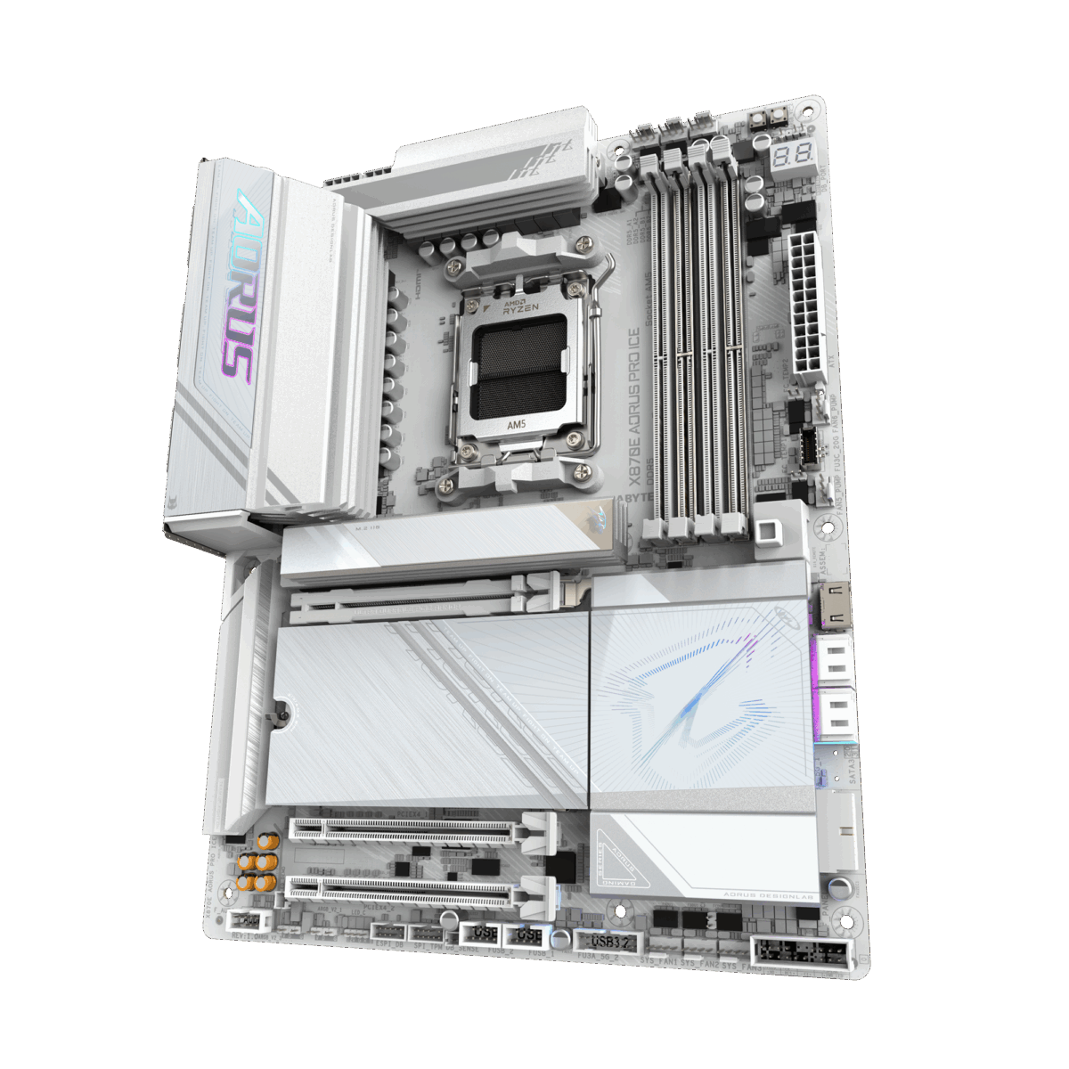 Gigabyte X870E Aorus Pro ICE AMD AM5 LGA 1718 Motherboard, ATX, DDR5, 4X M.2, PCIe 5.0, USB4, WIFI7, 2.5GbE LAN, EZ-Latch - Image 4