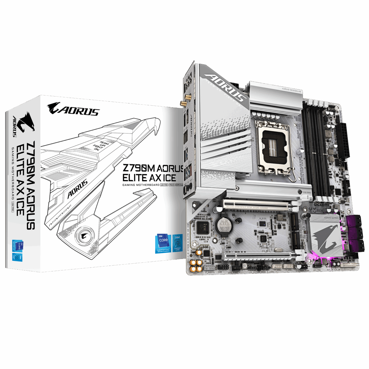 Gigabyte Z790m Aorus Elite AX Ice Motherboard - Image 1