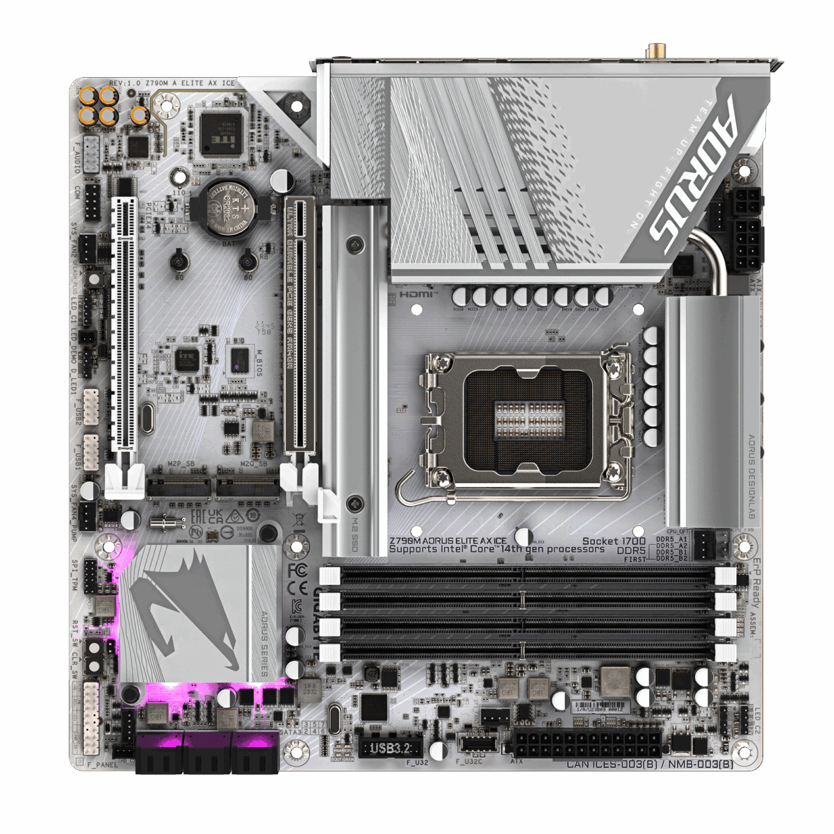 Gigabyte Z790m Aorus Elite AX Ice Motherboard - Image 2