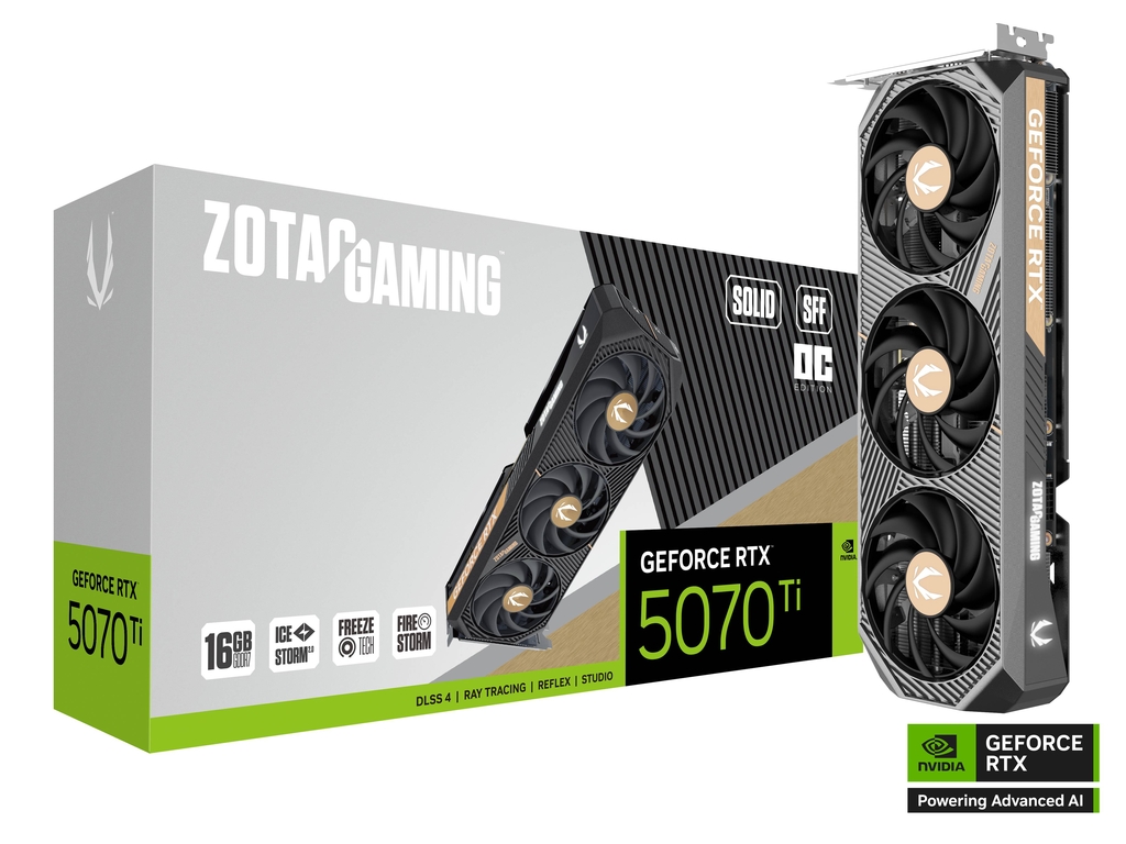 Zotac Gaming GeForce RTX 5070 Ti Solid SFF OC 16GB GDDR7 Graphics Card DLSS 3.5, Ray Tracing
