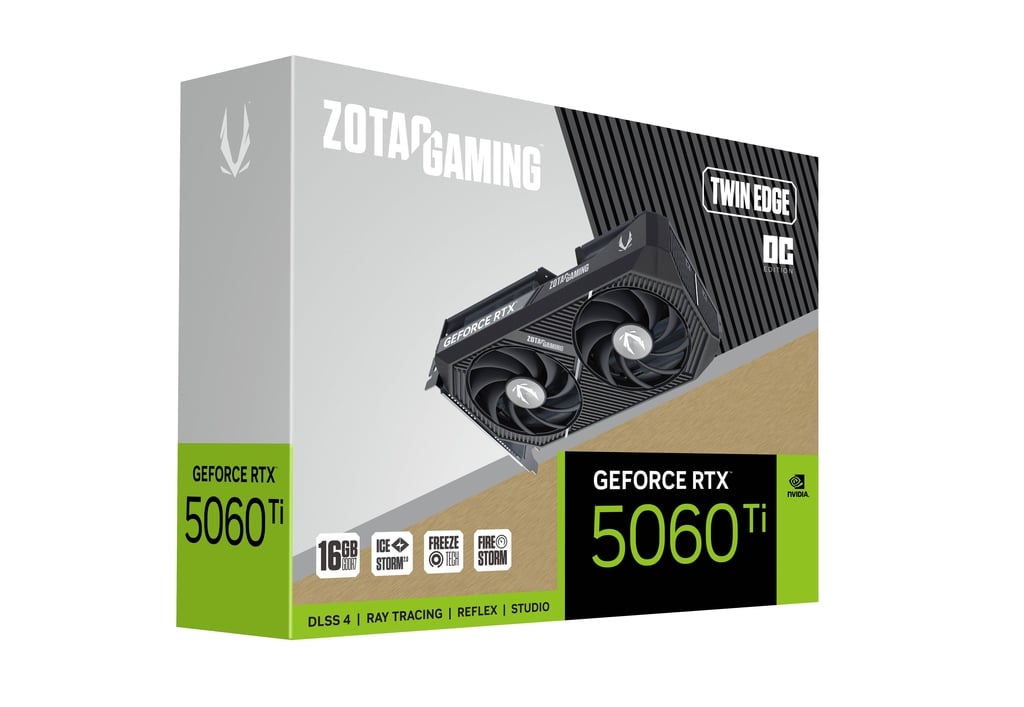 Zotac Gaming GeForce RTX 5060 Ti Twin Edge OC 16GB GDDR7 Graphics Card | Dual-Fan Compact GPU, DLSS 3.5, Ray Tracing