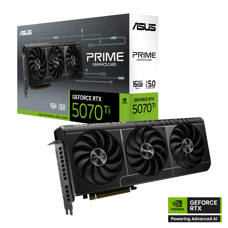 ASUS Prime GeForce RTX 5070 Ti 16GB GDDR6 Graphics Card with Triple-Fan Cooling, Ray Tracing, DLSS 3.5, and PCIe 4.0
