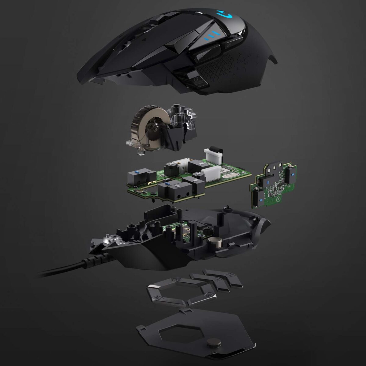 Logitech G502 Hero High Performance Wired USB Gaming Mouse, Hero 25K Sensor, 25,600 DPI, RGB, Adjustable Weights, 11 Programmable Buttons, On-Board Memory, PC/Mac - Black - Image 2