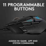 Logitech G502 Hero High Performance Wired USB Gaming Mouse, Hero 25K Sensor, 25,600 DPI, RGB, Adjustable Weights, 11 Programmable Buttons, On-Board Memory, PC/Mac - Black - Image 8