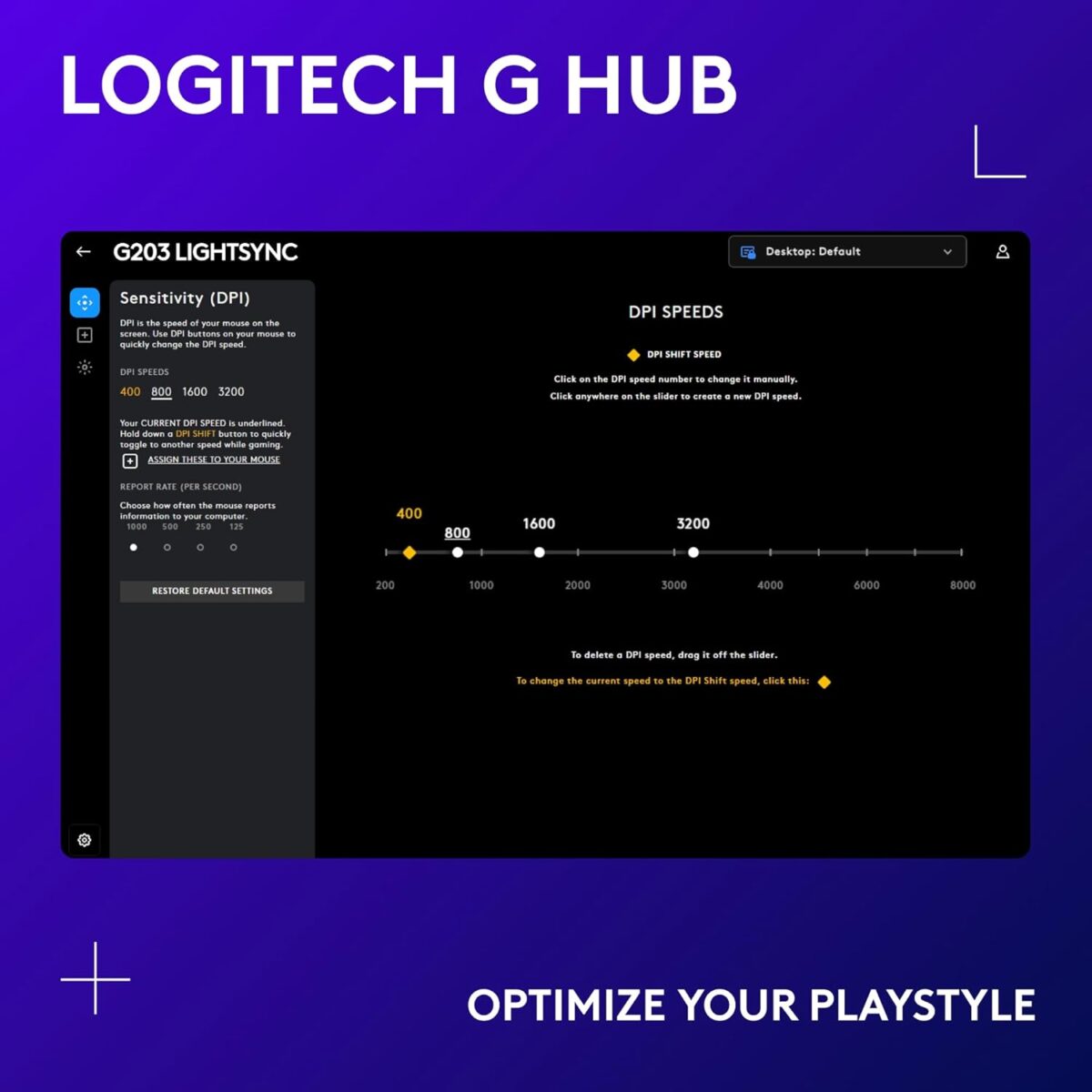 Logitech G203 Wired Gaming Mouse, 8,000 DPI, Rainbow Optical Effect LIGHTSYNC RGB, 6 Programmable Buttons, On-Board Memory, Screen Mapping, PC/Mac Computer and Laptop Compatible - White - Image 4