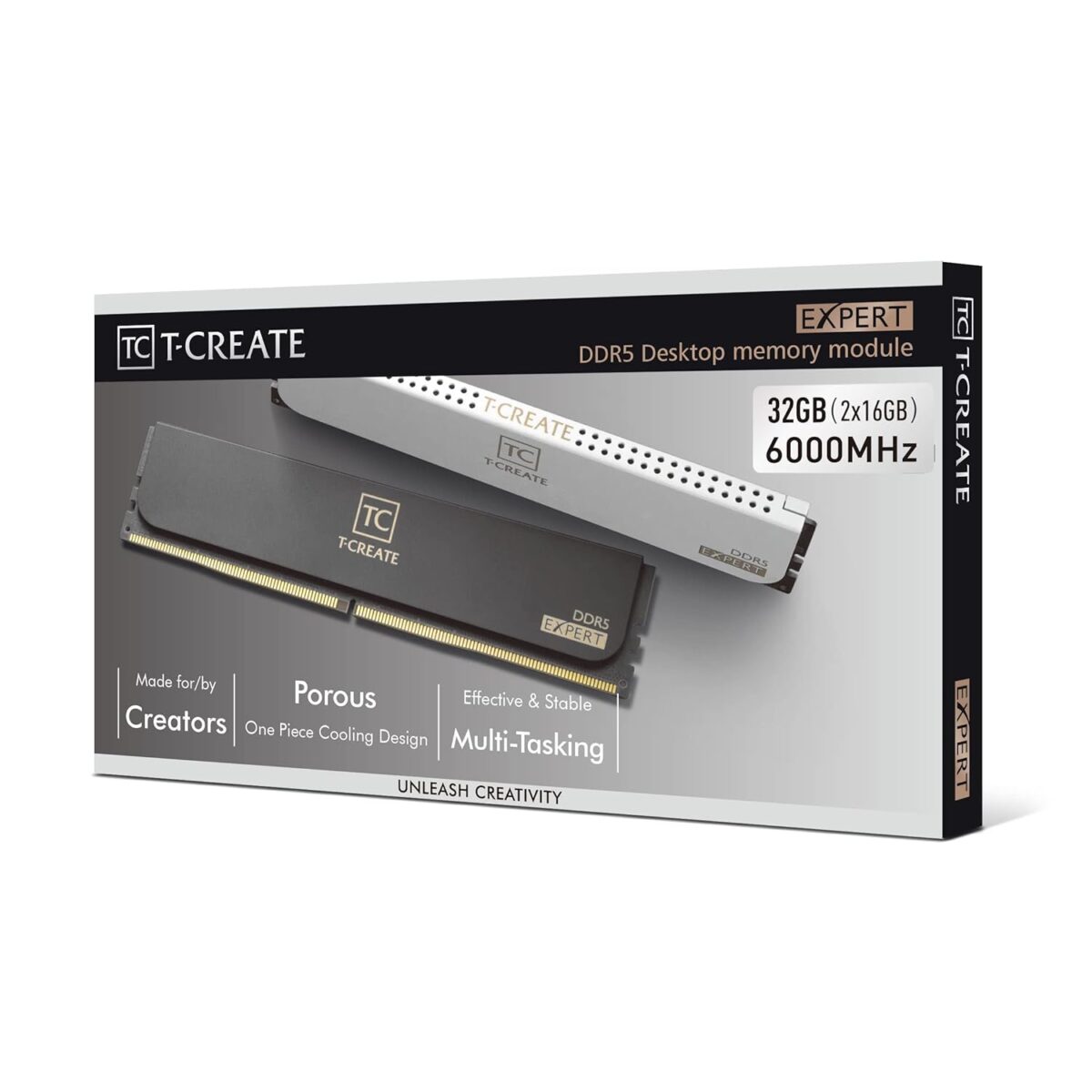 TeamGroup T-Create Expert 2x16GB 6000MHz (6000MT/s) CL30 Black 32GB DDR5 RAM Kit, Desktop Memory, Metal Heatsink, 10Layer PCB For Overclocking, ECC, XMP 3.0/EXPO, For Intel/AMD CPU, Low Latency Module - Image 2