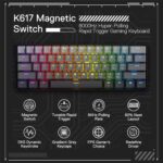Redragon K617 Rapid Trigger Gaming Keyboard, 60% 61 Keys Wired Mechanical Keyboard w/Hyper-Fast Actuation, Dedicated Magnetic Switch, Actuation Point Adjustable, 8K Hz Polling Rate, Misty Grey - Image 9