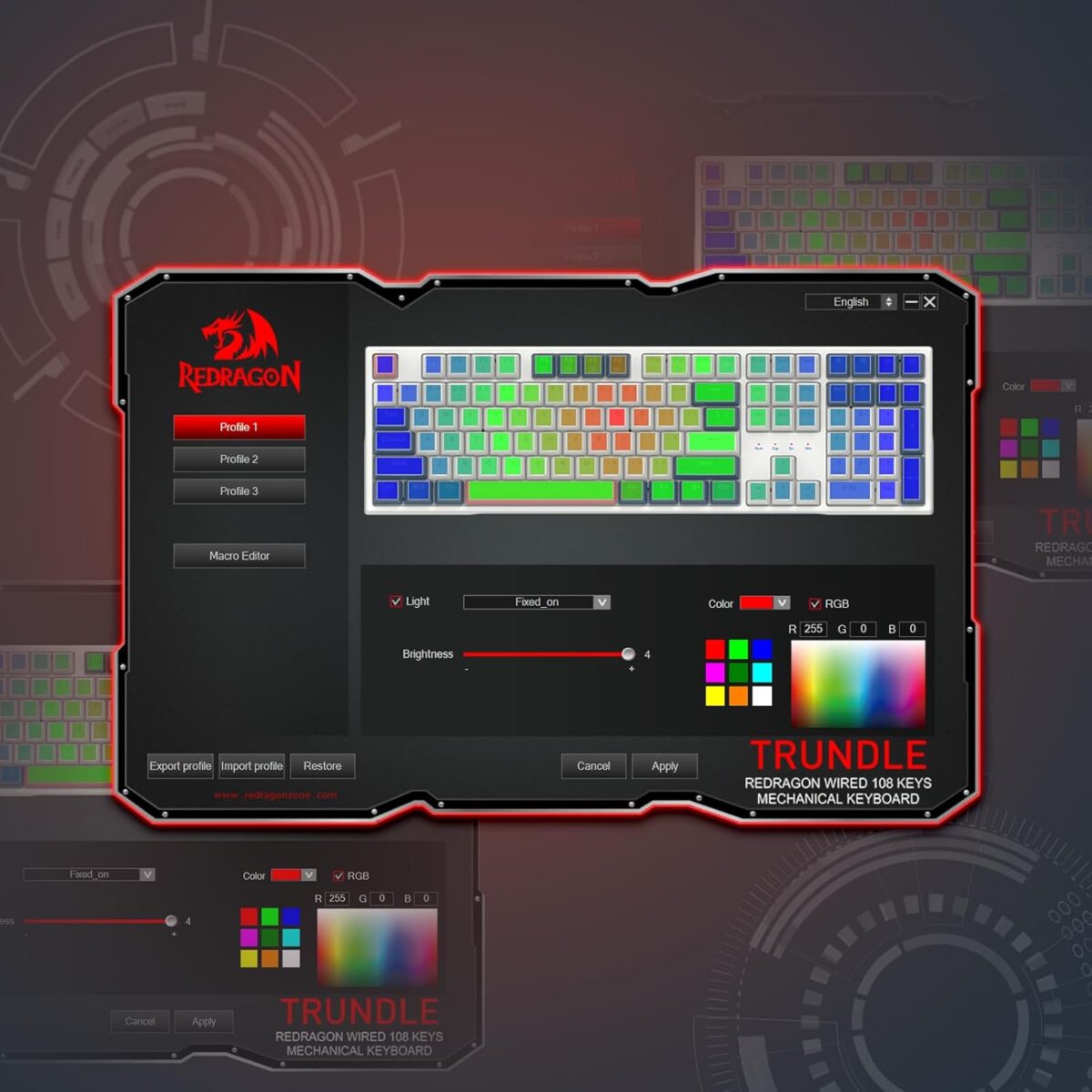 Redragon K668 RGB Gaming Keyboard, 104 Keys + Extra 4 Hotkeys Wired Mechanical Keyboard w/Sound Absorbing Foams, Upgraded Hot-swappable Socket, Mixed Color Keycaps, Red Switch - Image 3