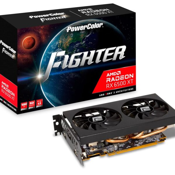 PowerColor Fighter Radeon RX 6500 XT 8GB GDDR6, Compact RDNA 2 Graphics Power for 1080p Gaming