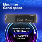 Crucial P310 1TB 2280 PCIe Gen4 3D NAND NVMe M.2 SSD – Up to 7,100 MB/s – Shift up to Gen4 – Internal Solid State Drive (PC) – CT1000P310SSD801 - Image 6