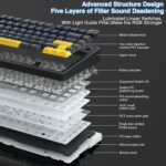 AULA F75 75% Wireless Mechanical Keyboard | Hot Swappable | Pre-lubed Linear Switches | RGB Backlit | 2.4GHz/Type-C/Bluetooth Gaming Keyboard (Thunder Black, Graywood Switch) - Image 6